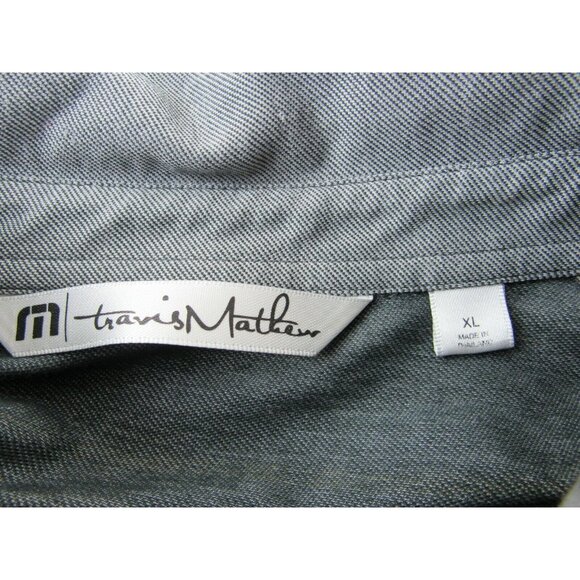 Travis Mathew Mens Golf Polo Shirt XL Grey Blue Striped - Picture 4 of 6